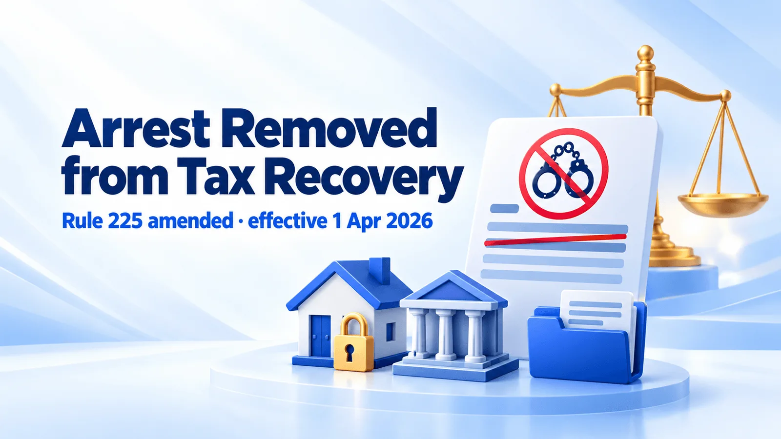 Tax recovery officer's file with the arrest and detention option struck out, leaving attachment of property and bank accounts