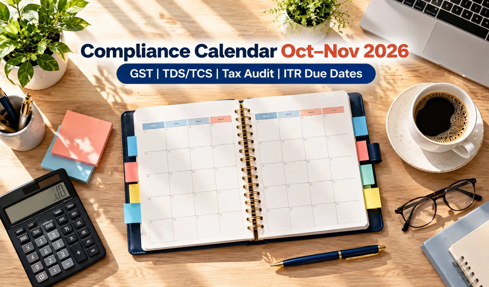 Compliance calendar October November 2026 for GST, TDS, TCS, tax audit and ITR due dates