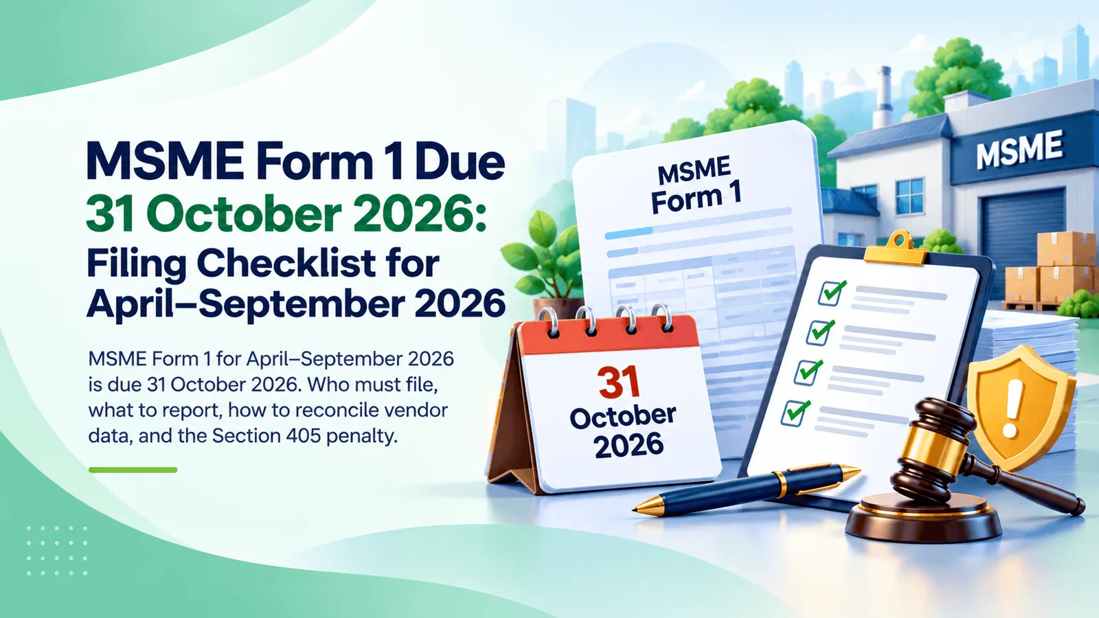 MSME Form 1 half-yearly return for April to September 2026 due on 31 October 2026