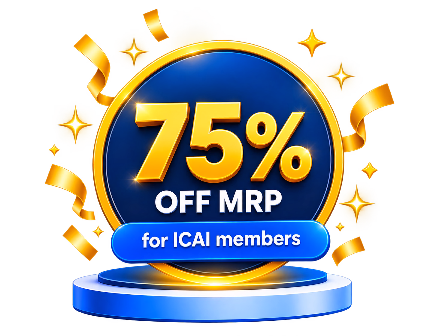 75% off MRP for ICAI members